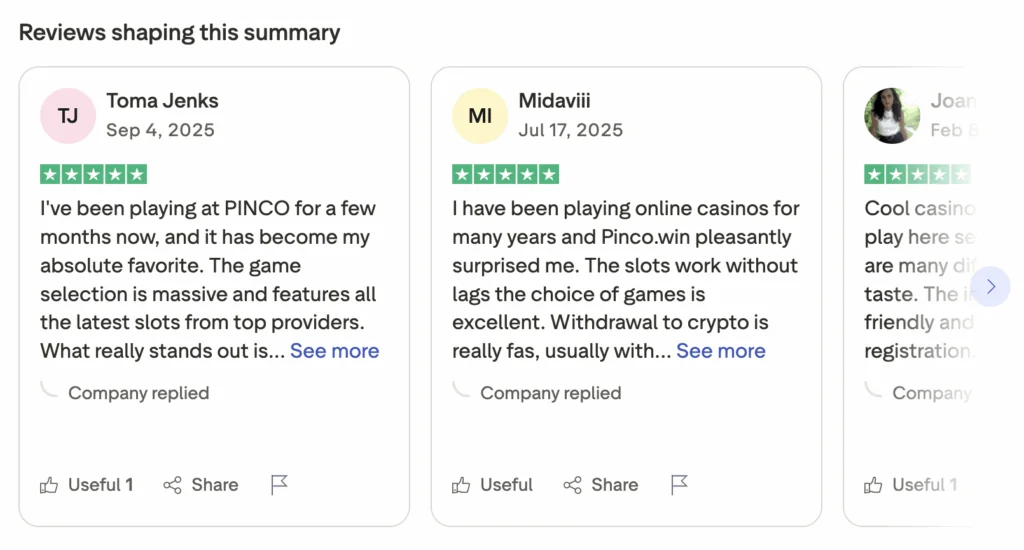 Trustpilot Pinco